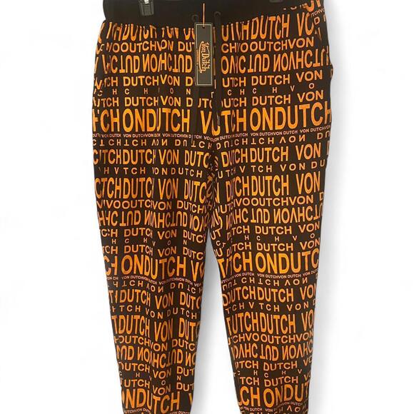 Von Dutch Men’s Orange and Black Joggers - Large - Picture 1 of 5